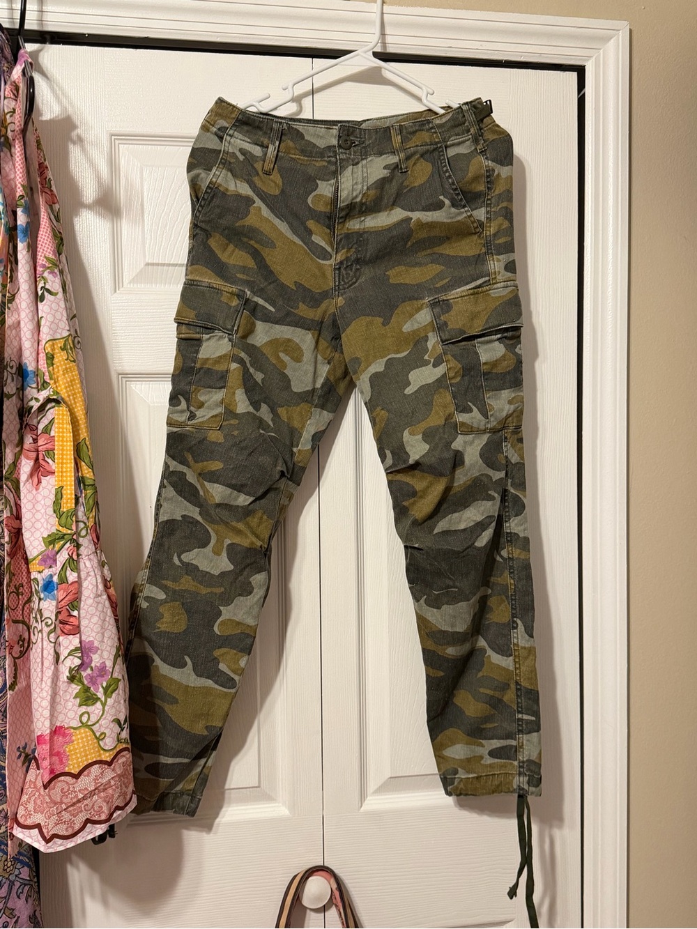 MOTHER Camo Cargo Pants in Olive & Khaki - Picture 2 of 5